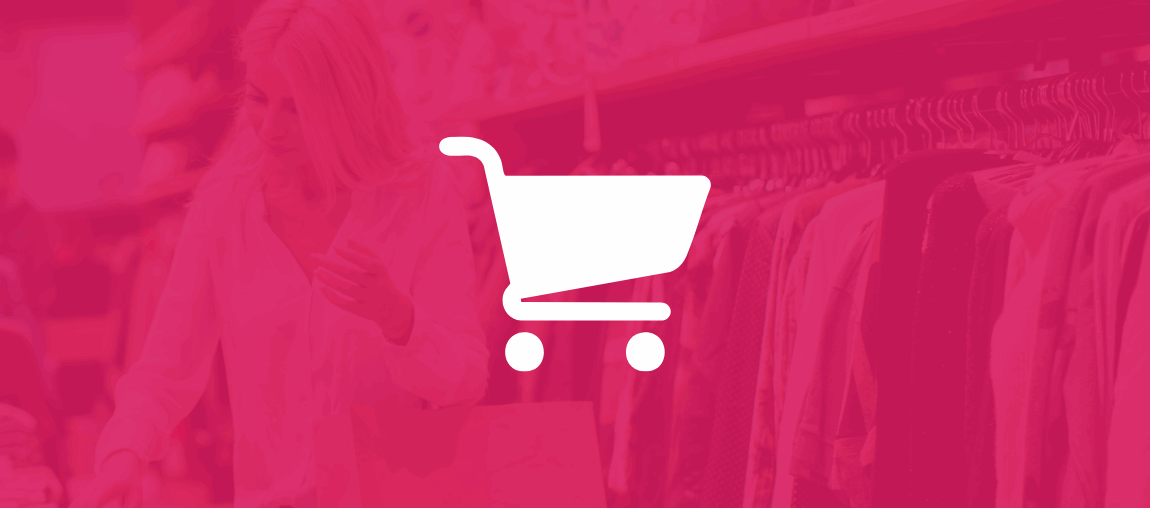 Shopping icon on blurred store background