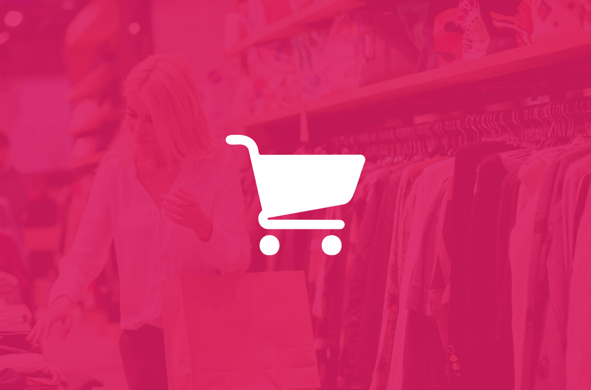 Shopping icon on blurred store background